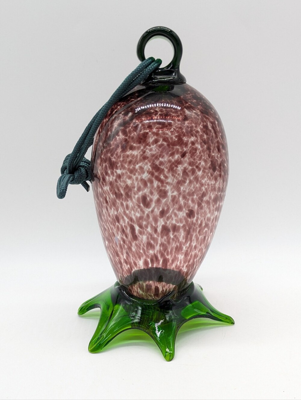 Purple Green Speckled Glass Hanging Outdoor Decor